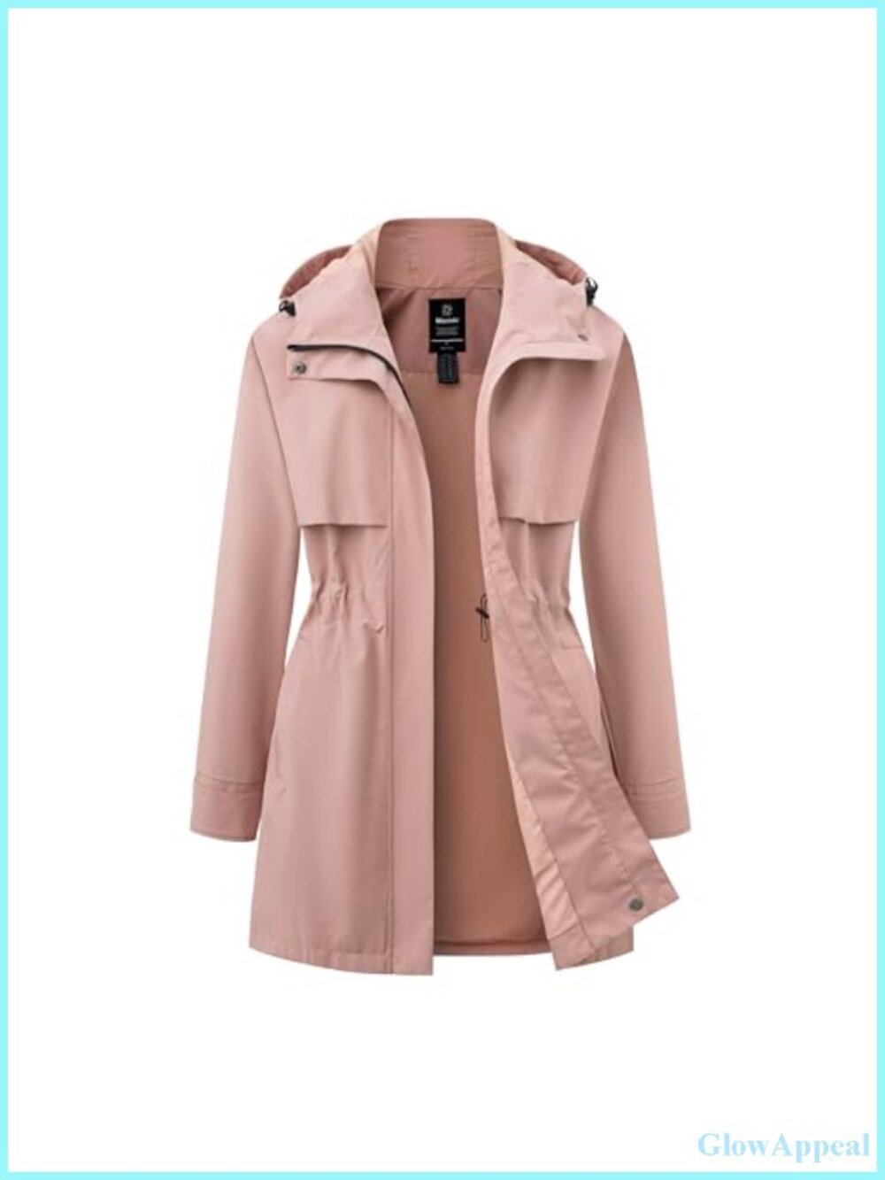 Women's Waterproof Long Rain Jacket Hooded Windbreaker Polyester Trench